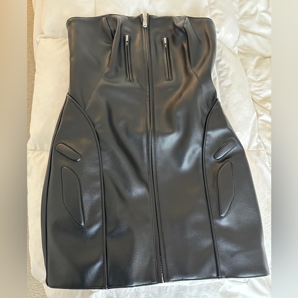 Khy Faux Leather Strapless LBD - Picture 2 of 6